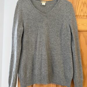 J. Crew Soft Gray Cashmere V-Neck